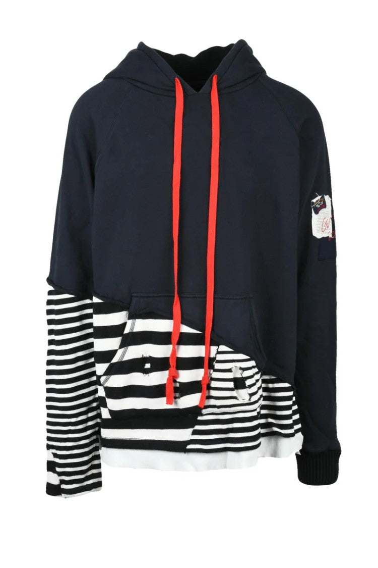 Paul & Shark Maxi Patchwork Hoodie - Blue/White