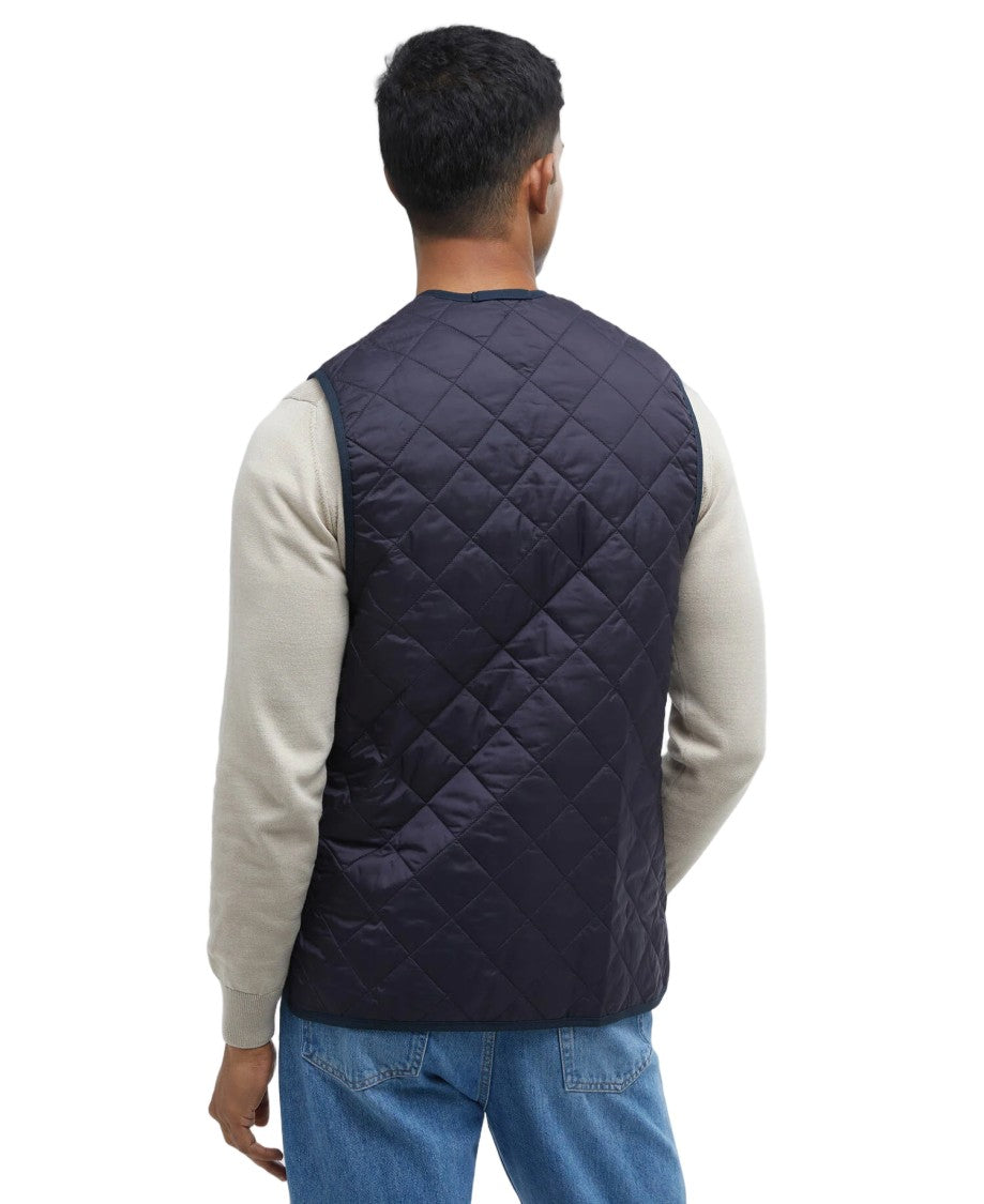 Barbour Quilted Navy Vest With Zip Closure