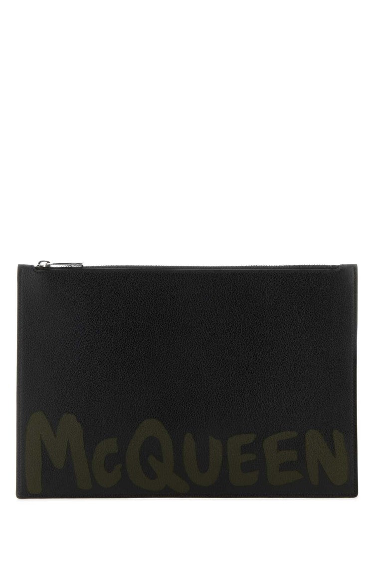 Alexander Mcqueen Black Leather Clutch
