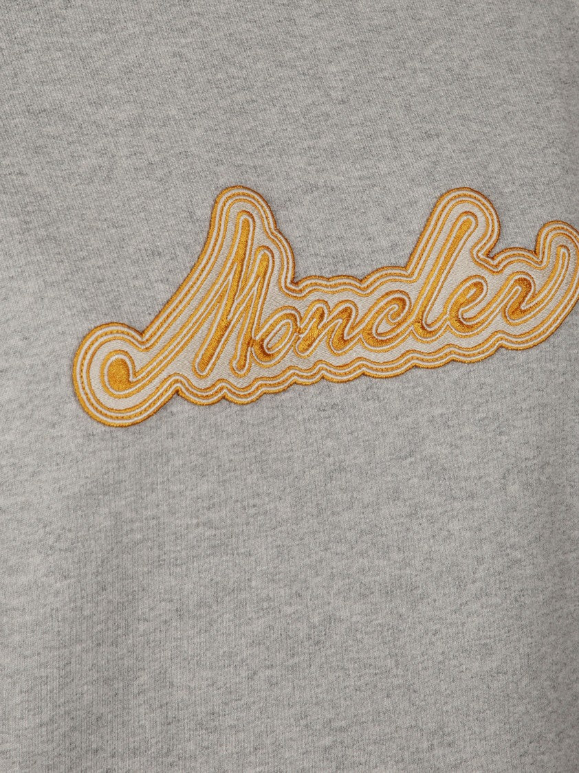 Moncler Classic Grey Knit Sweater With Ribbed Cuffs