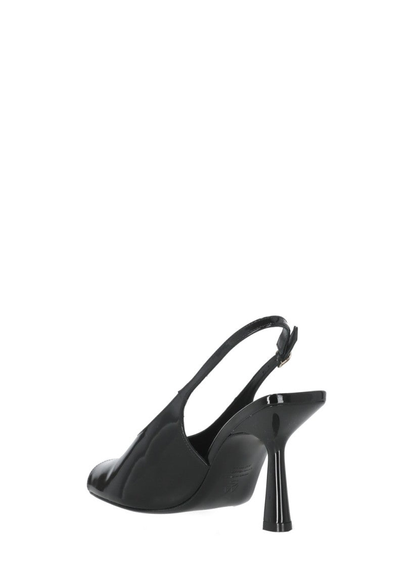 Stuart Weitzman Black Val 85 Polished Leather Slingback