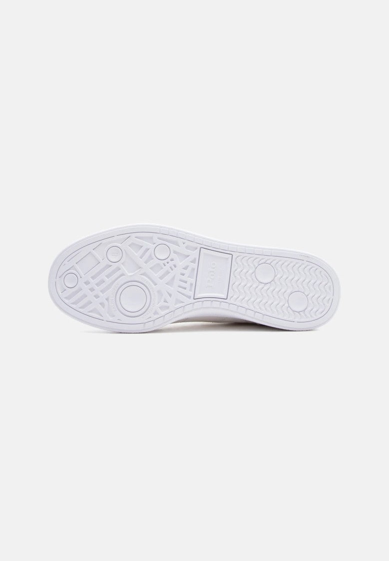 Polo Ralph Lauren Low-Top White Leather Sneakers With Suede Overlays