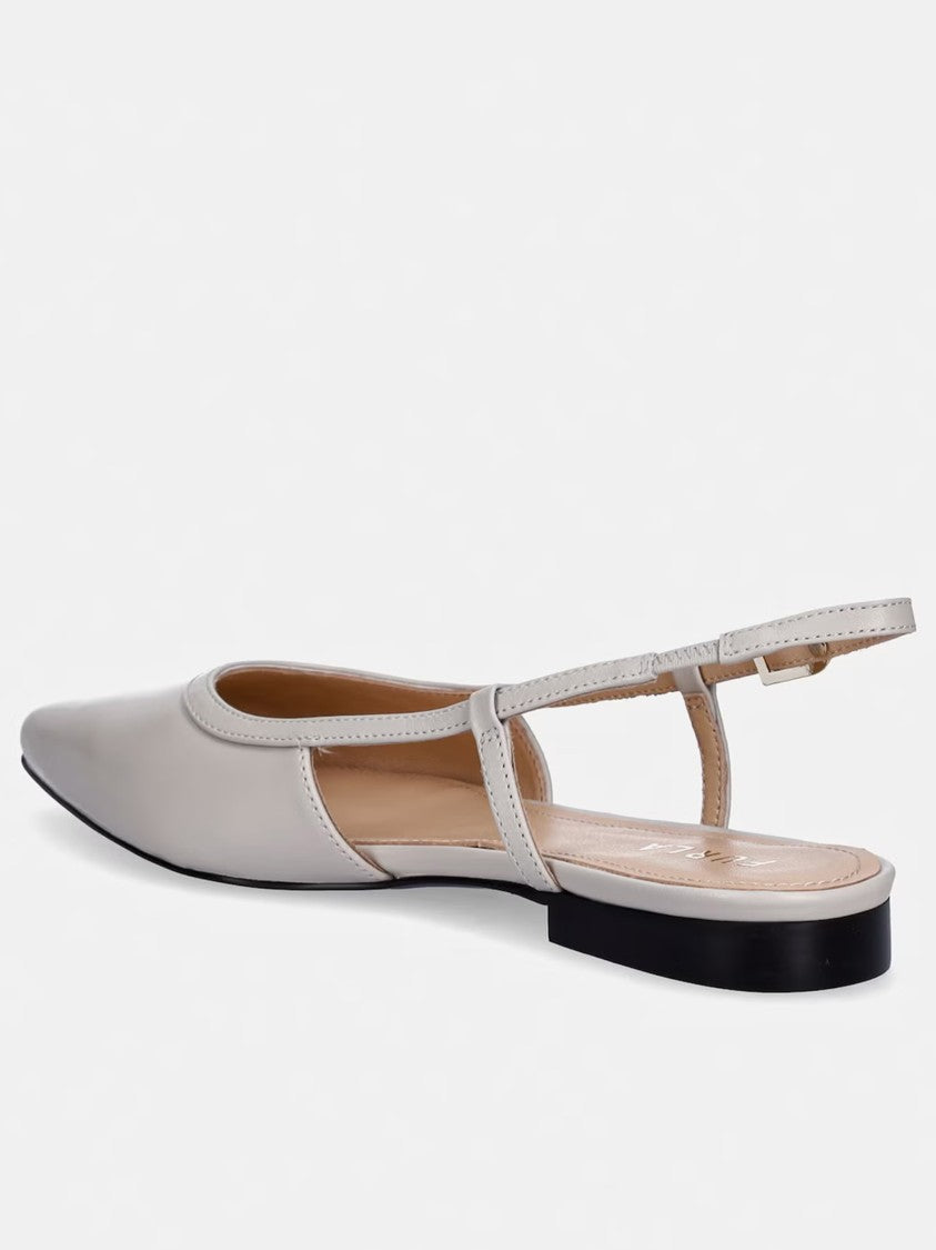 Furla Punta Vallerina Pointed Toe Leather Slingback Flats