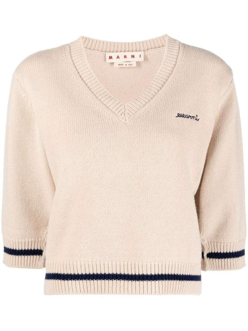 Marni Llogo-Embroidered V-Neck Jumper