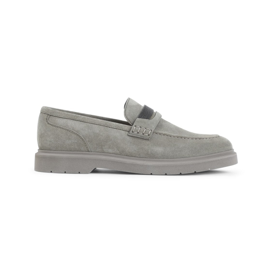 Brunello Cucinelli Suede Loafers With Embellished Vamp
