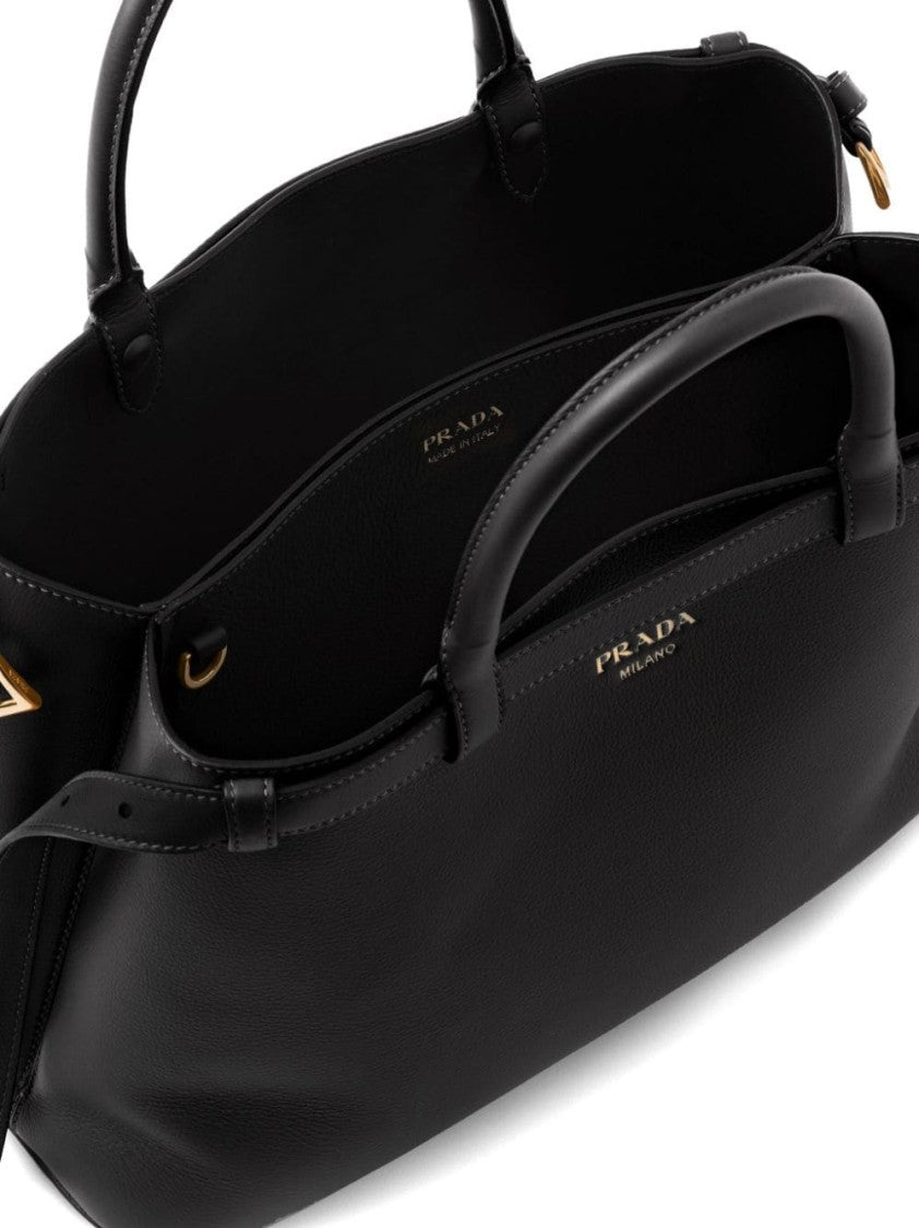 Prada Logo-Plaque Leather Tote Bag