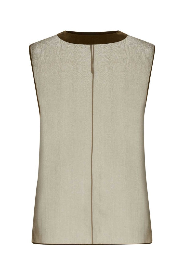 Saint Laurent Khaki Muslin Top