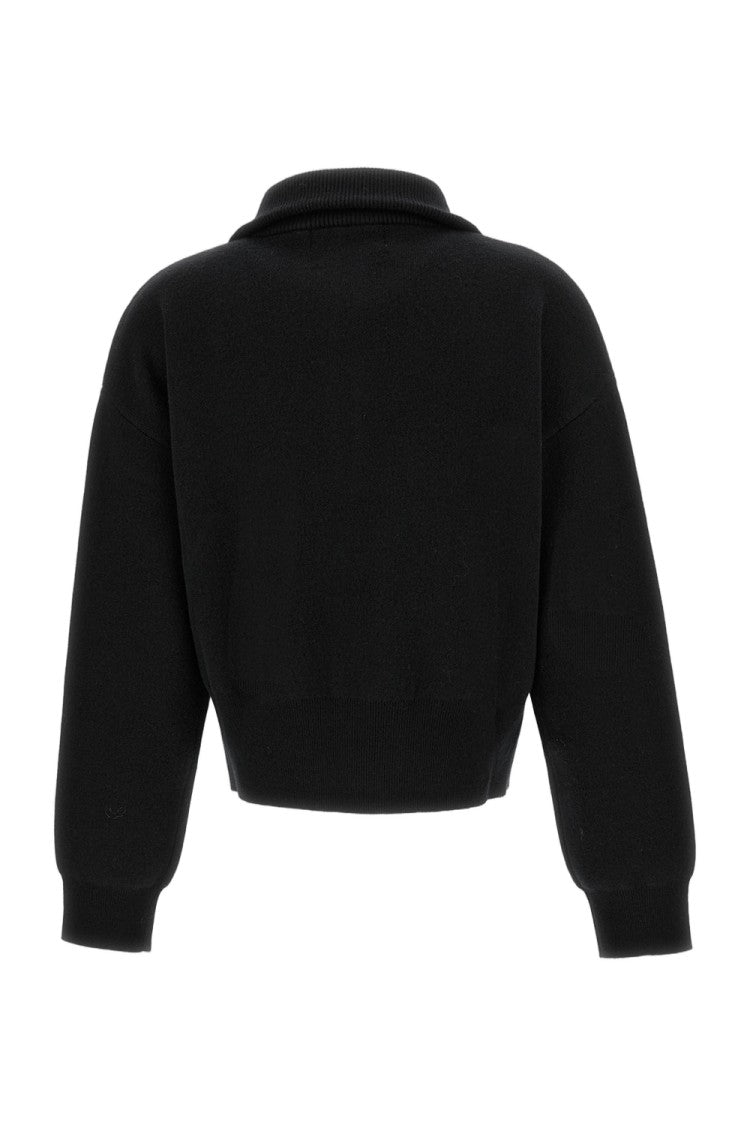 Extreme Cashmere Full-Zip Black Cashmere Cardigan With High Collar