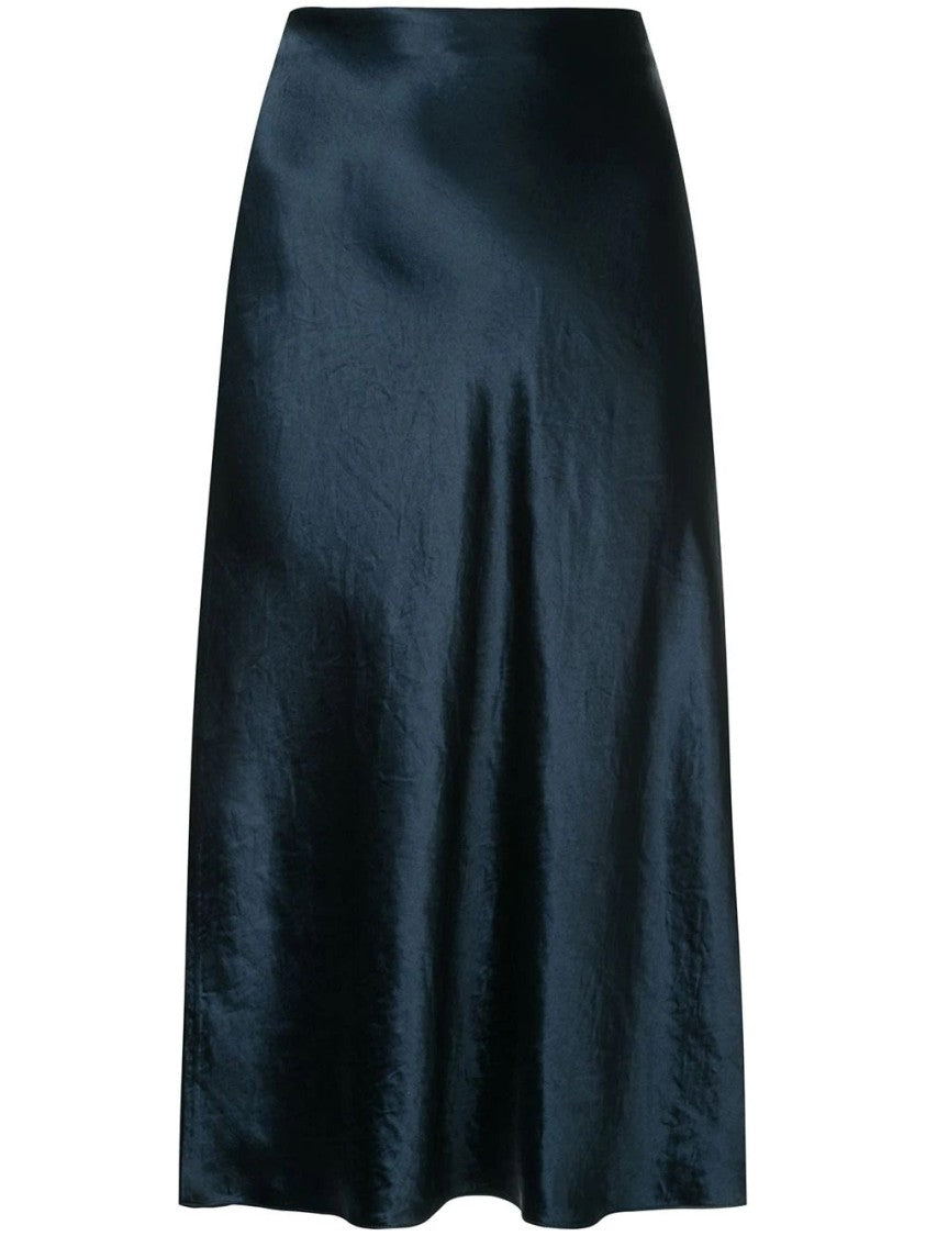 Vince Blue Slip Skirt With Lustrous Finish