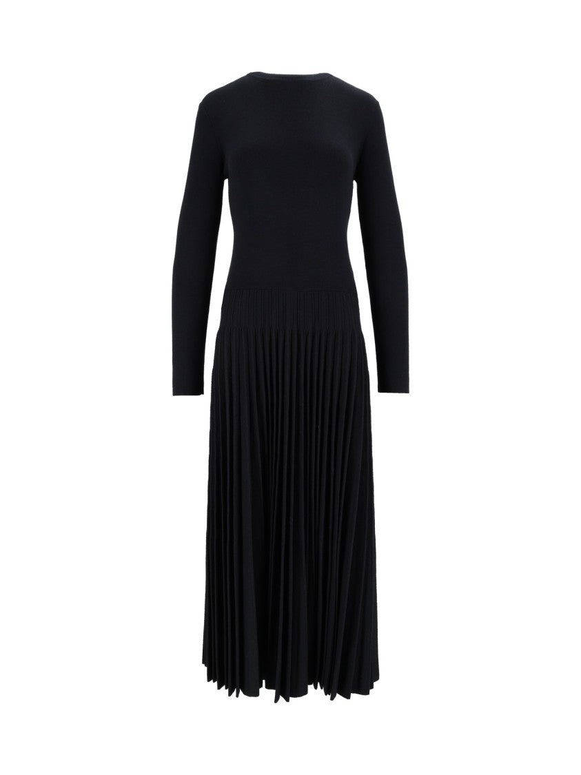 Fabiana Filippi Night Blue Cotton-Wool Pleated Midi Dress