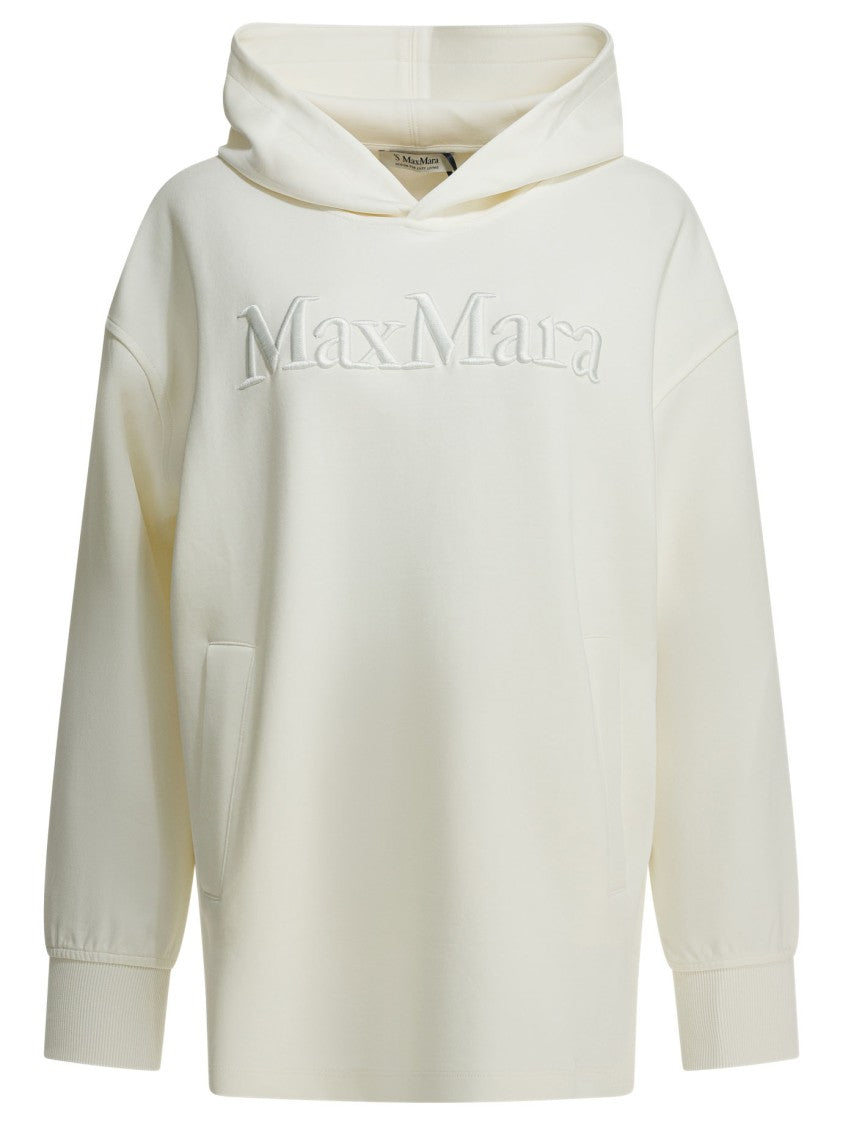 Max Mara Cream Relaxed-Fit Hoodie With Raised Logo Detail