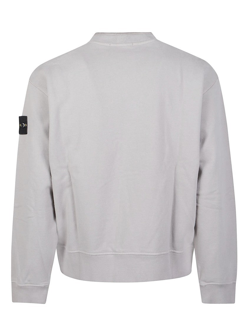 Stone Island Grey Minimalist Logo Patch Cotton Sweatshirt