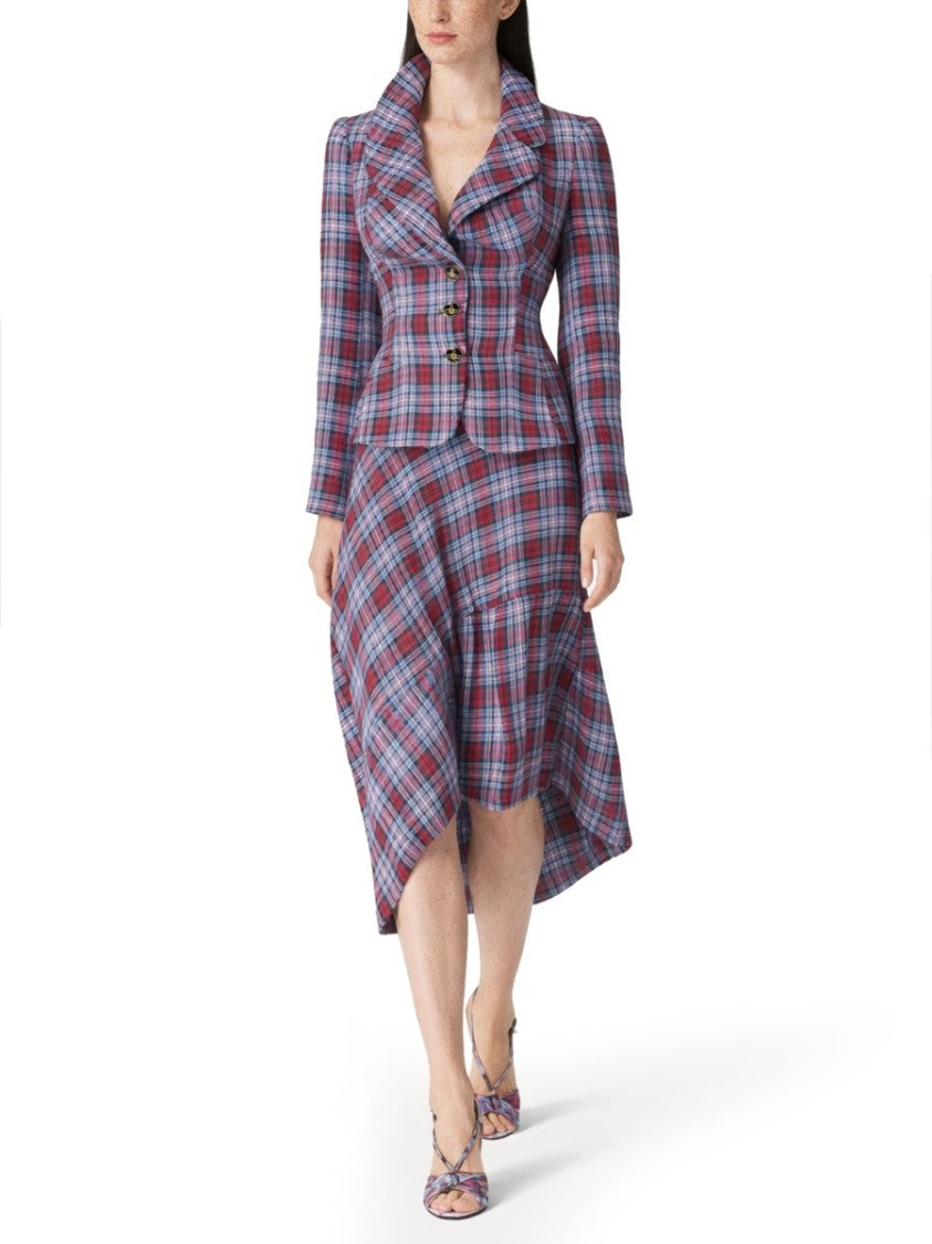 Vivienne Westwood Neutrals Drunken Tailored Plaid Linen Blazer