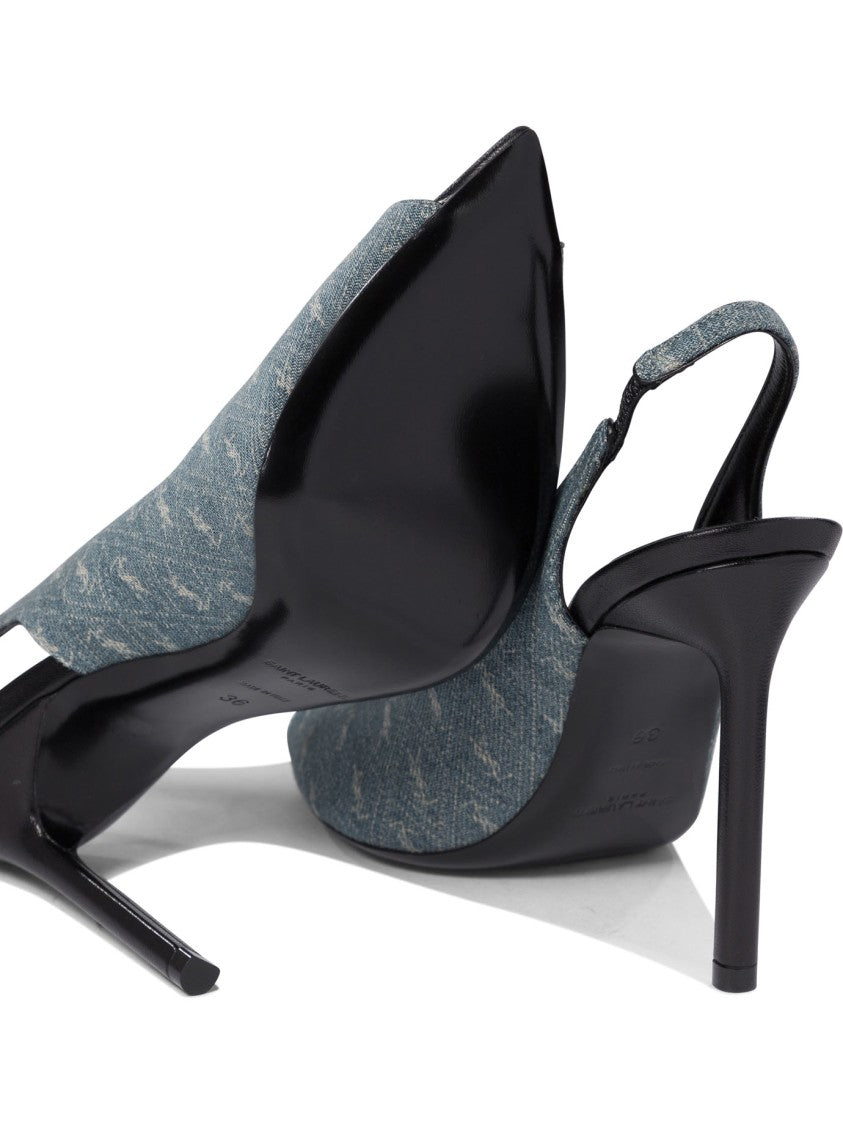 Saint Laurent Textured Fabric And Leather Heeled Pumps