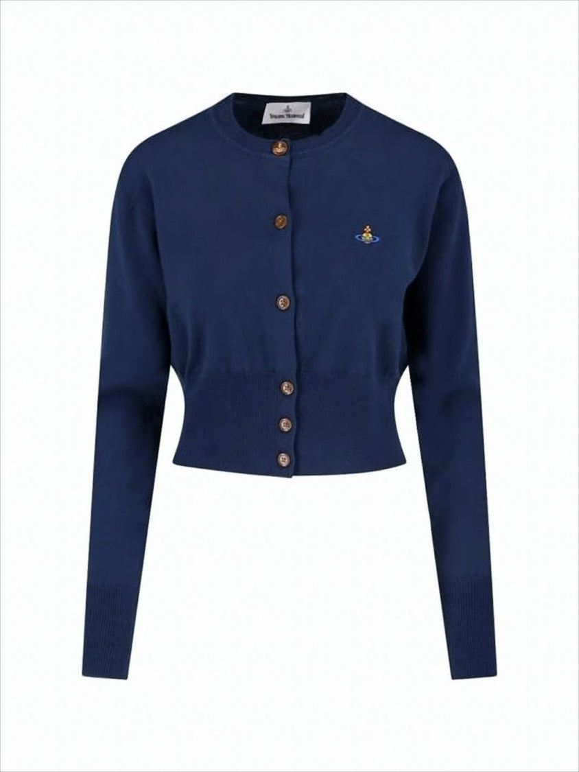 Vivienne Westwood Deep Navy Cropped Cardigan With Button-Down Front