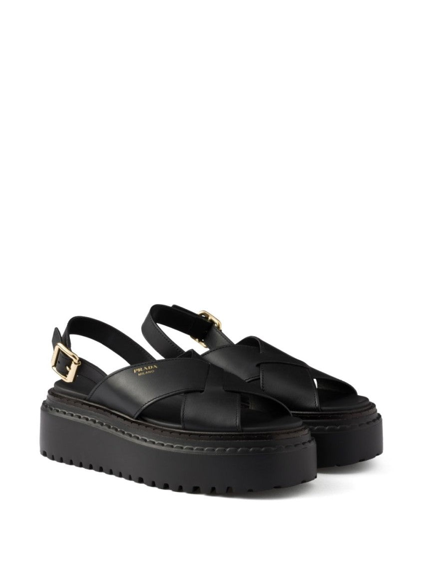 Prada Crisscross Black Sandals