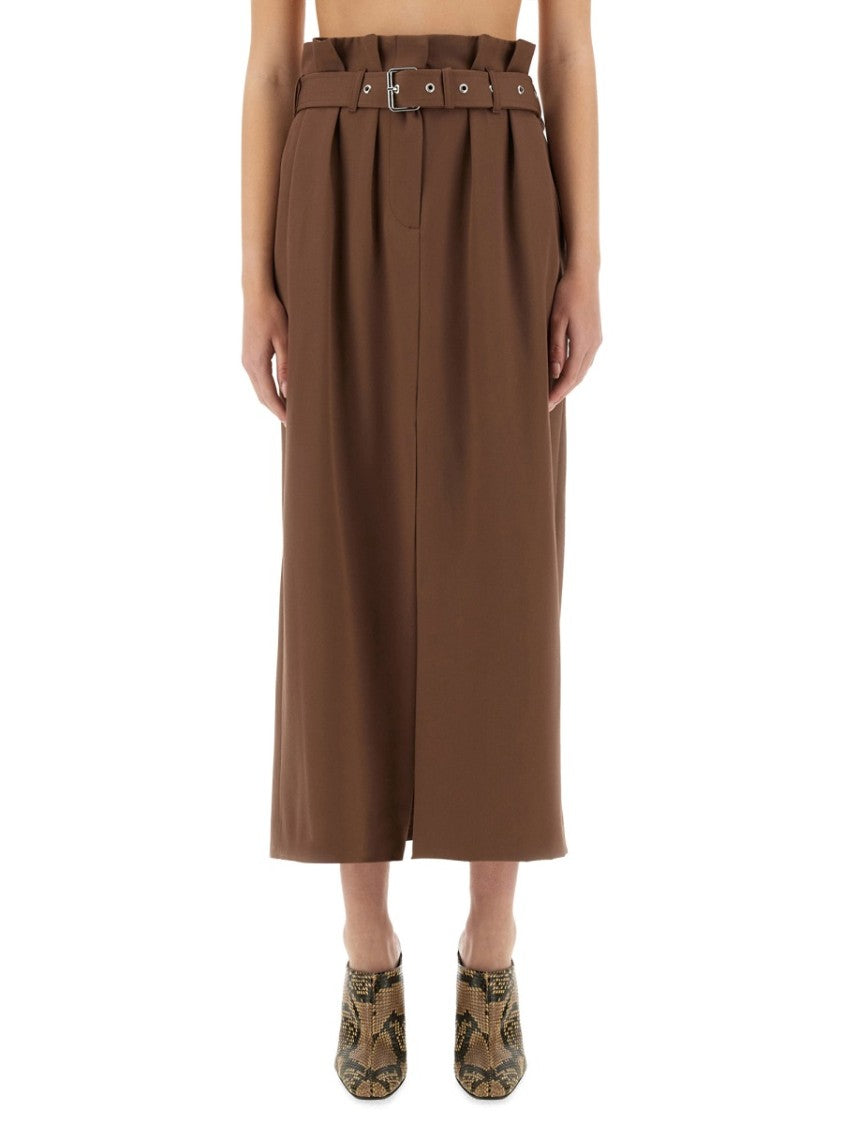 Dries Van Noten Tailored Wool Skirt With Waist Belt