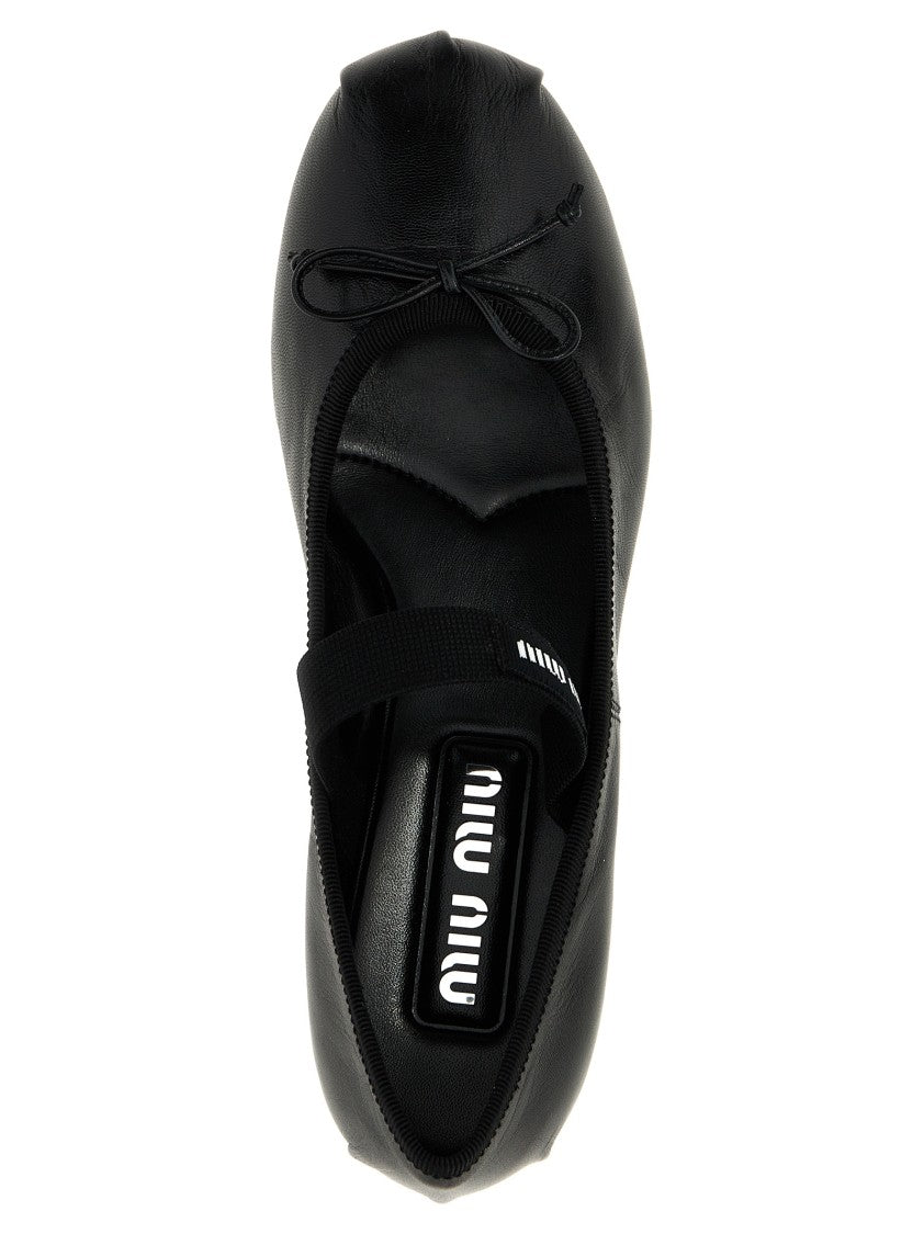 Miu Miu Logo Bow Ballet Flats