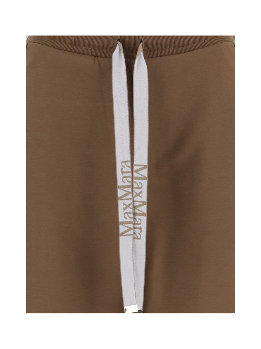 Max Mara Brown Logo Jacquard Cotton-Blend Sweatpants