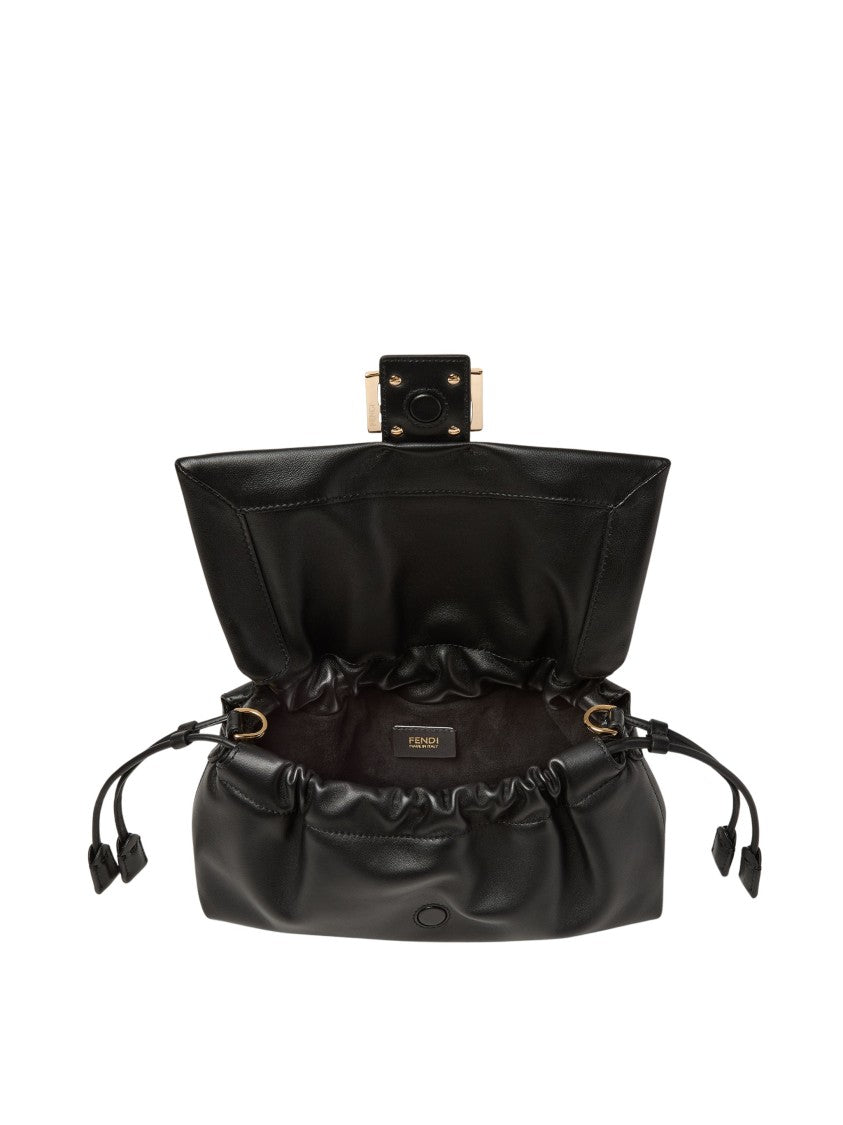 Fendi Black Nappa Leather Baguette Soft Shoulder Bag