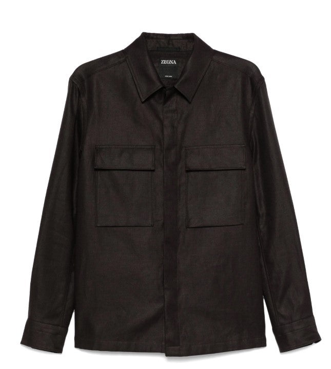 Zegna Dark Blue Linen Shirt