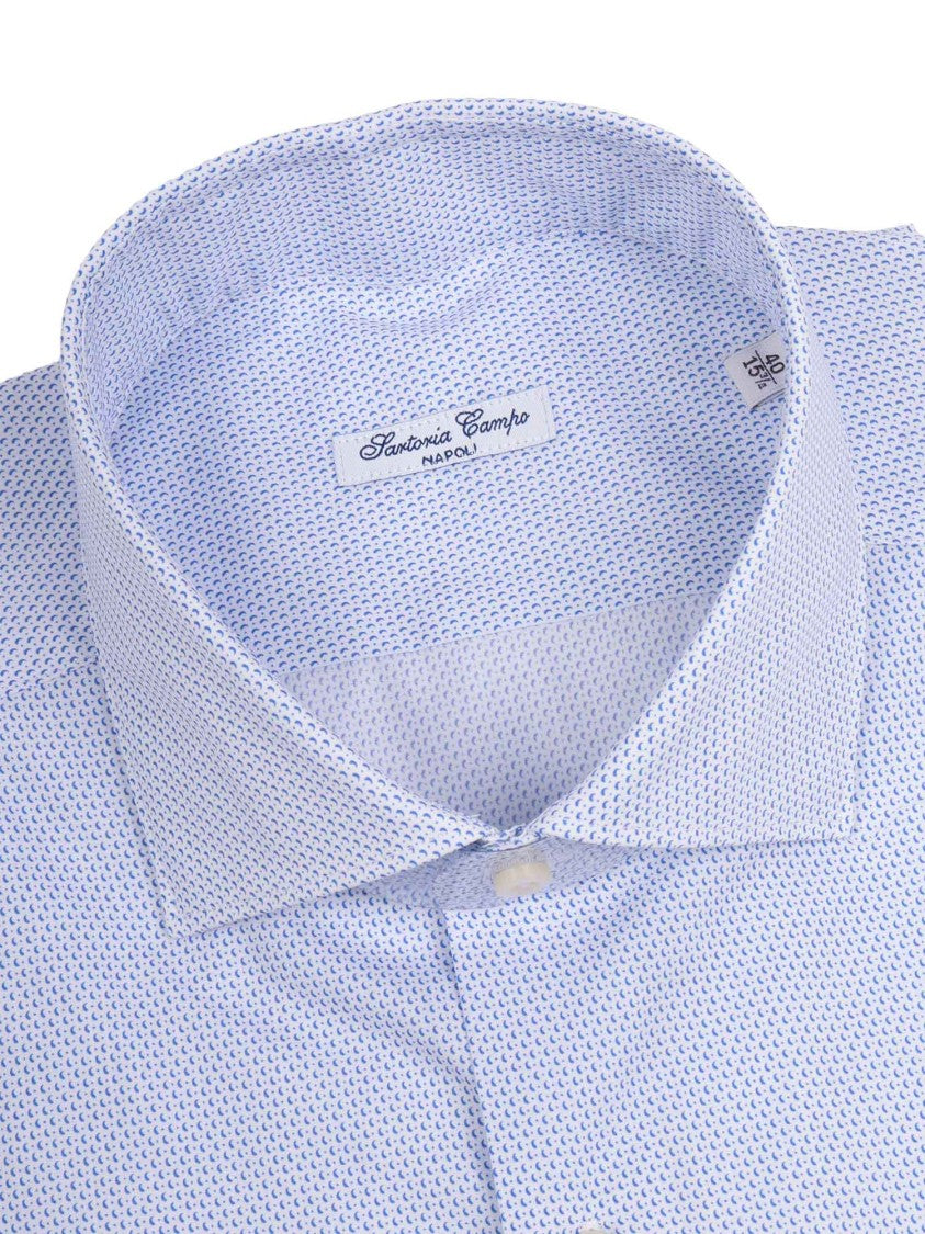 Sartoria Del Campo-Sonrisa Light Blue Micro Pattern Casual Shirt