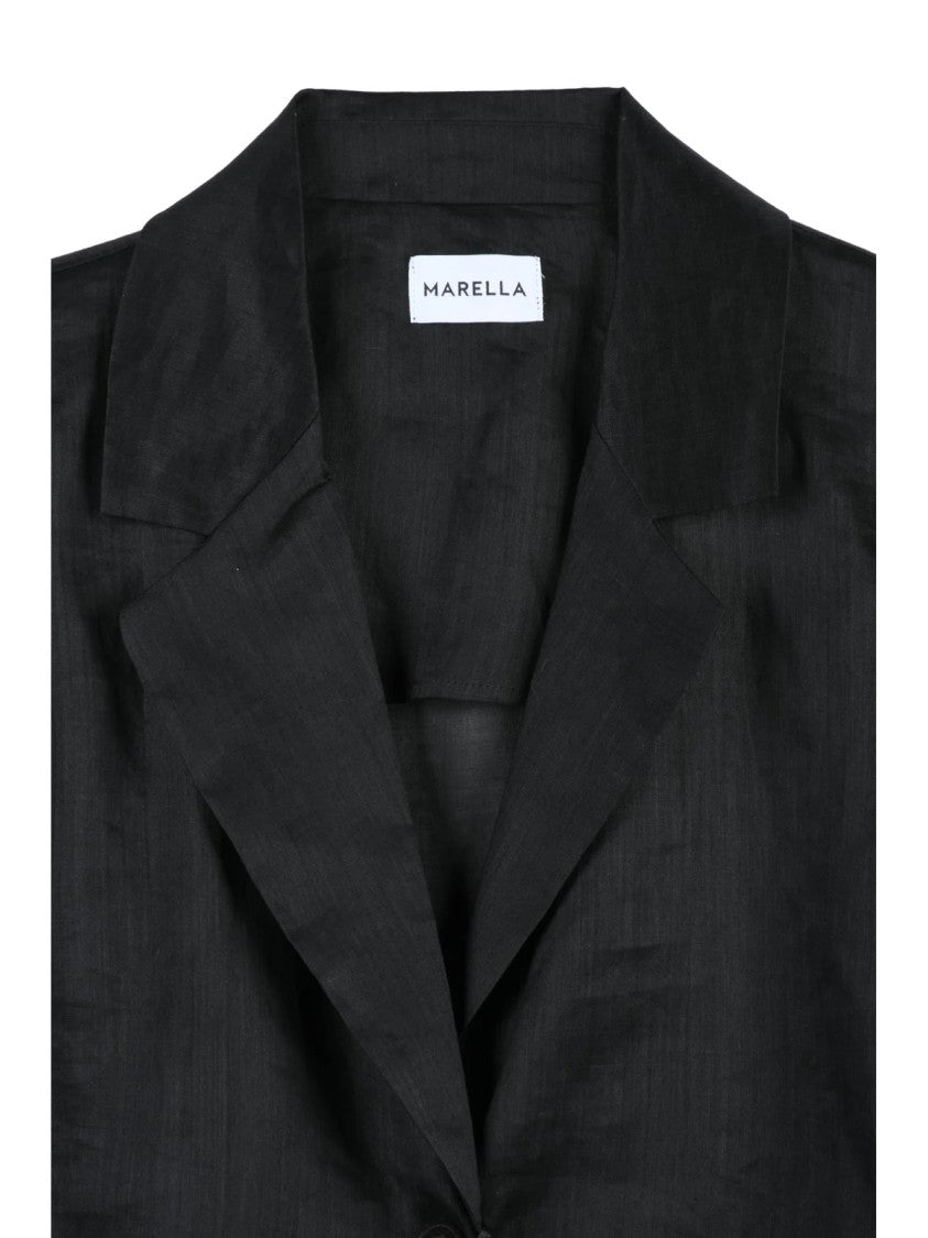 Marella Black Cropped Puffed Shirt
