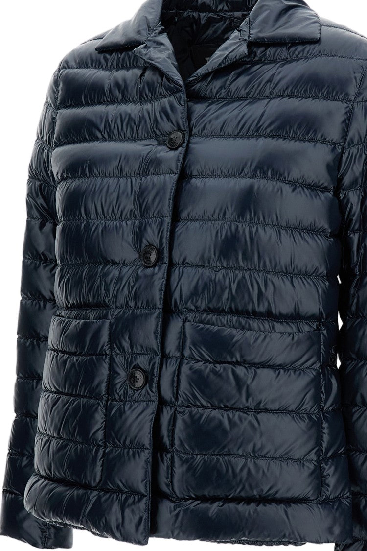 Herno Quilted Blue Down Jacket With Button Fastening