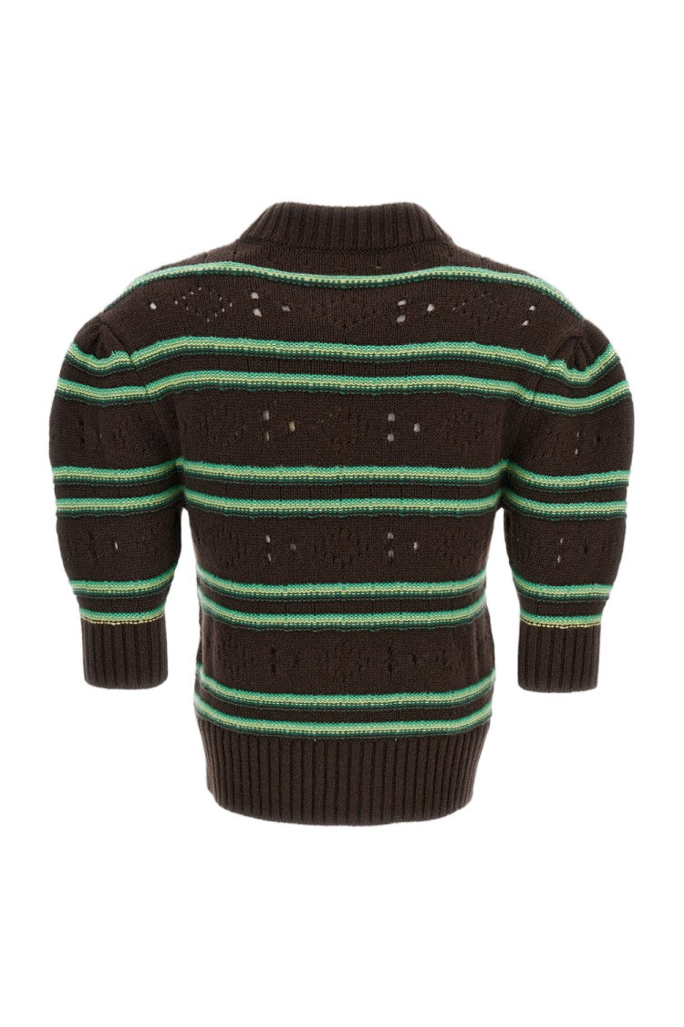 Marni Brown/Green Cashmere Crafted Striped Sweater