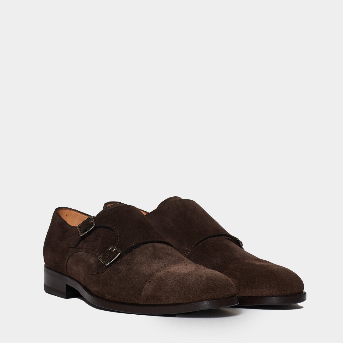 Sutoris Double Buckle Shoe Made Of Dark Brown Suede