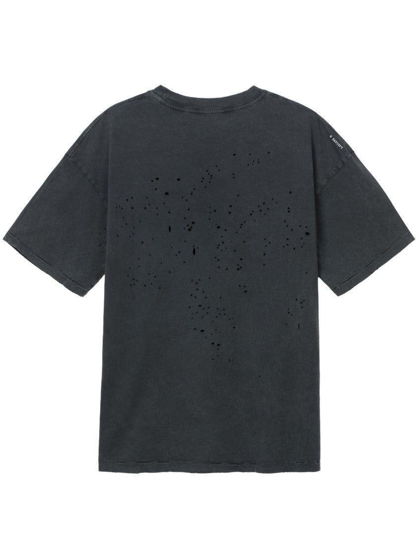 Satisfy Distressed Graphic Black T-Shirt With Horse Design