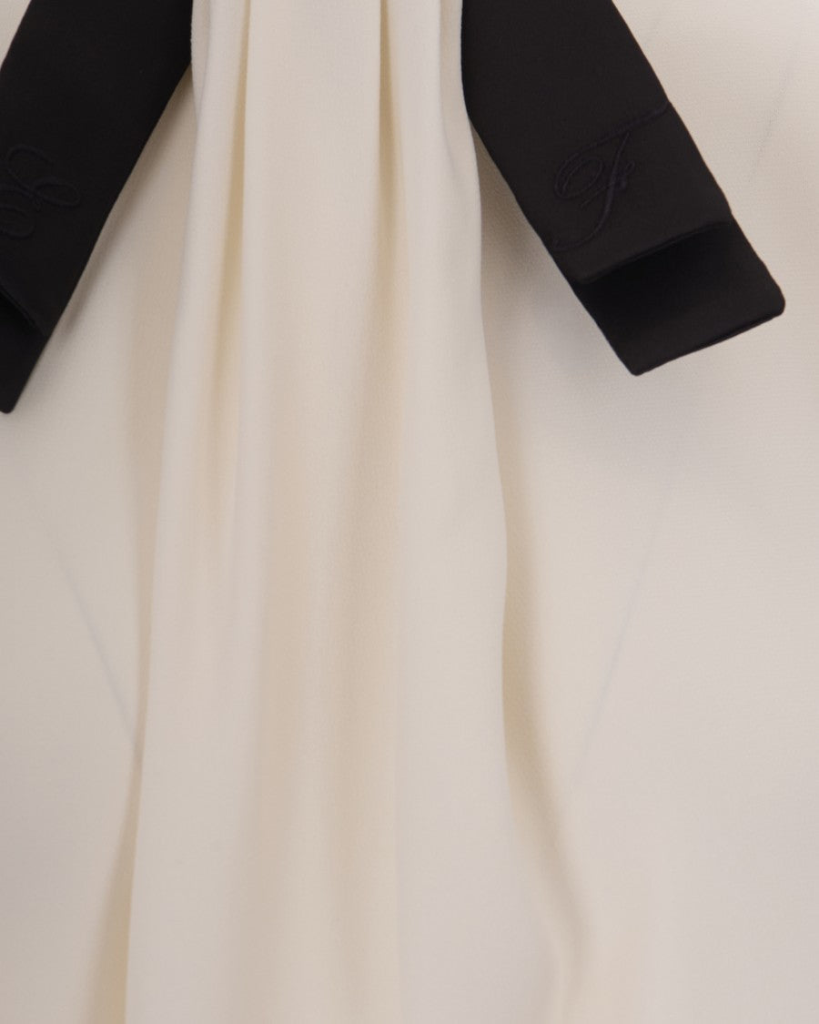 Elisabetta Franchi Georgette Blouse With Stand Collar And Pleated Jabot
