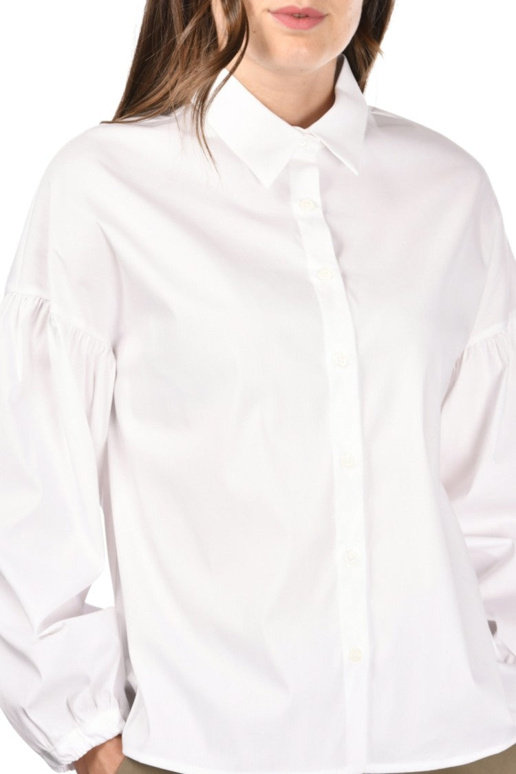 Paolo Fiorillo Capri Stretch Cotton Shirt With Puffed Sleeves