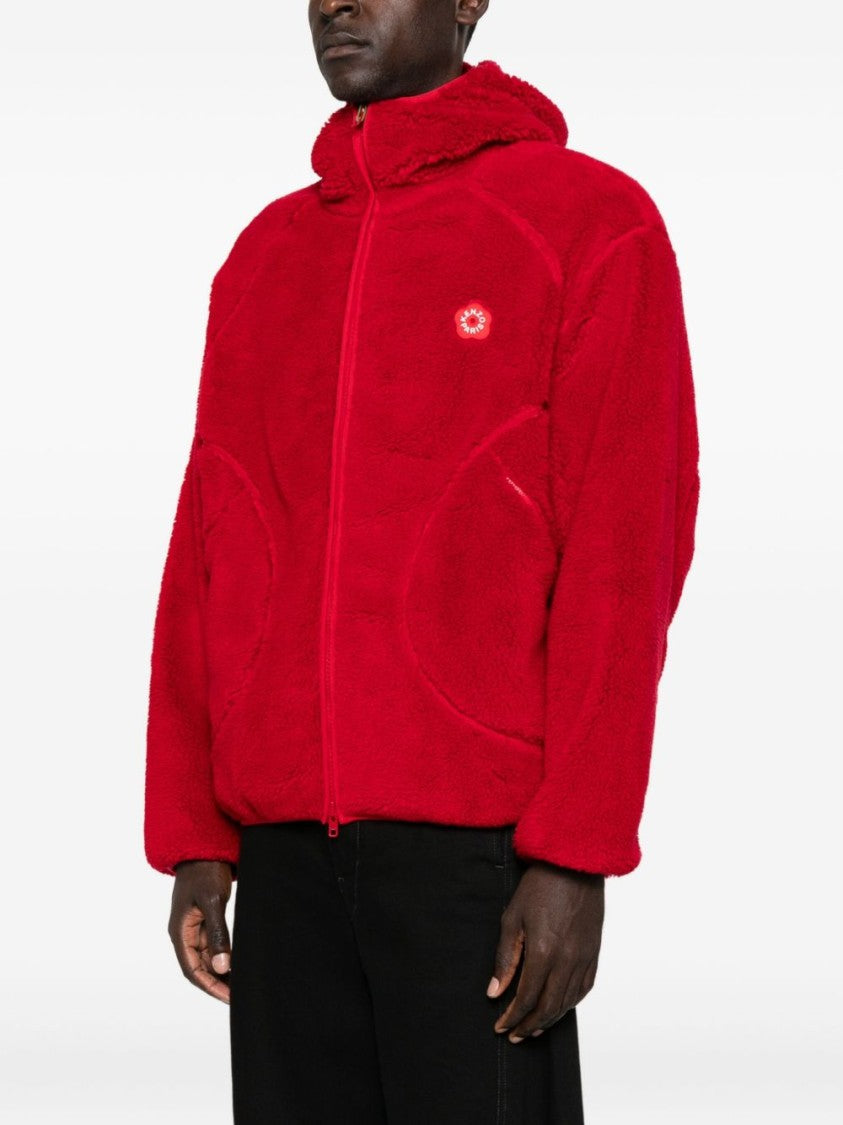 Kenzo Red Fleece Jacket With Embroidered Logo