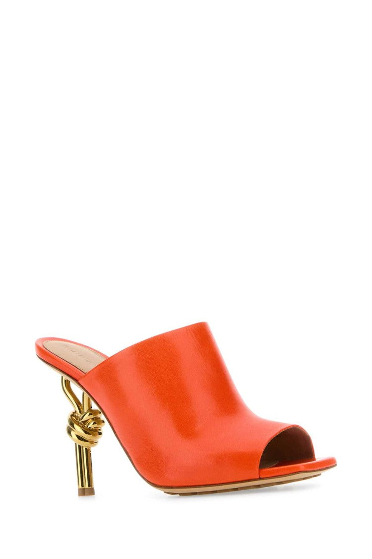 Bottega Veneta Orange Nappa Leather Knot Mules