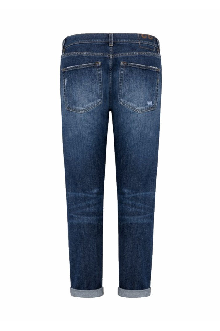 Dondup Dark Blue Faded Stretch Cotton Jeans