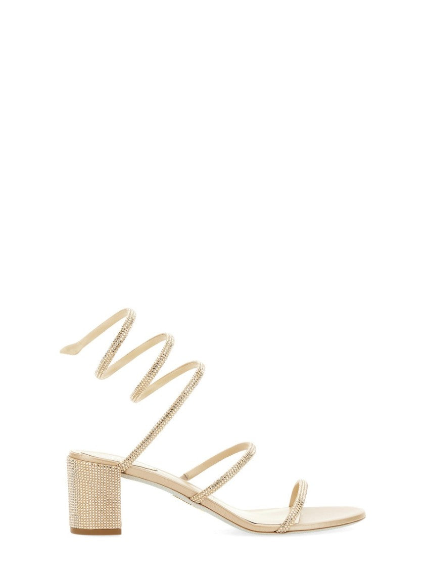 René Caovilla Cleo Block Heel Leather Sandals