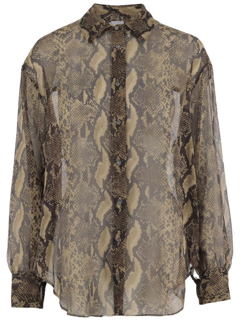 Aspesi Python-Print Silk Shirt