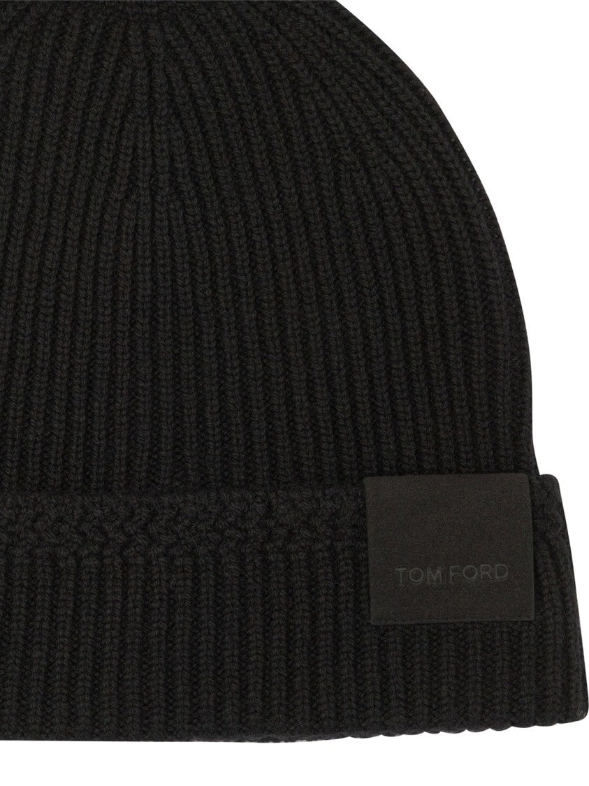 Tom Ford Ribbed Cashmere Hat With Folded Cuff