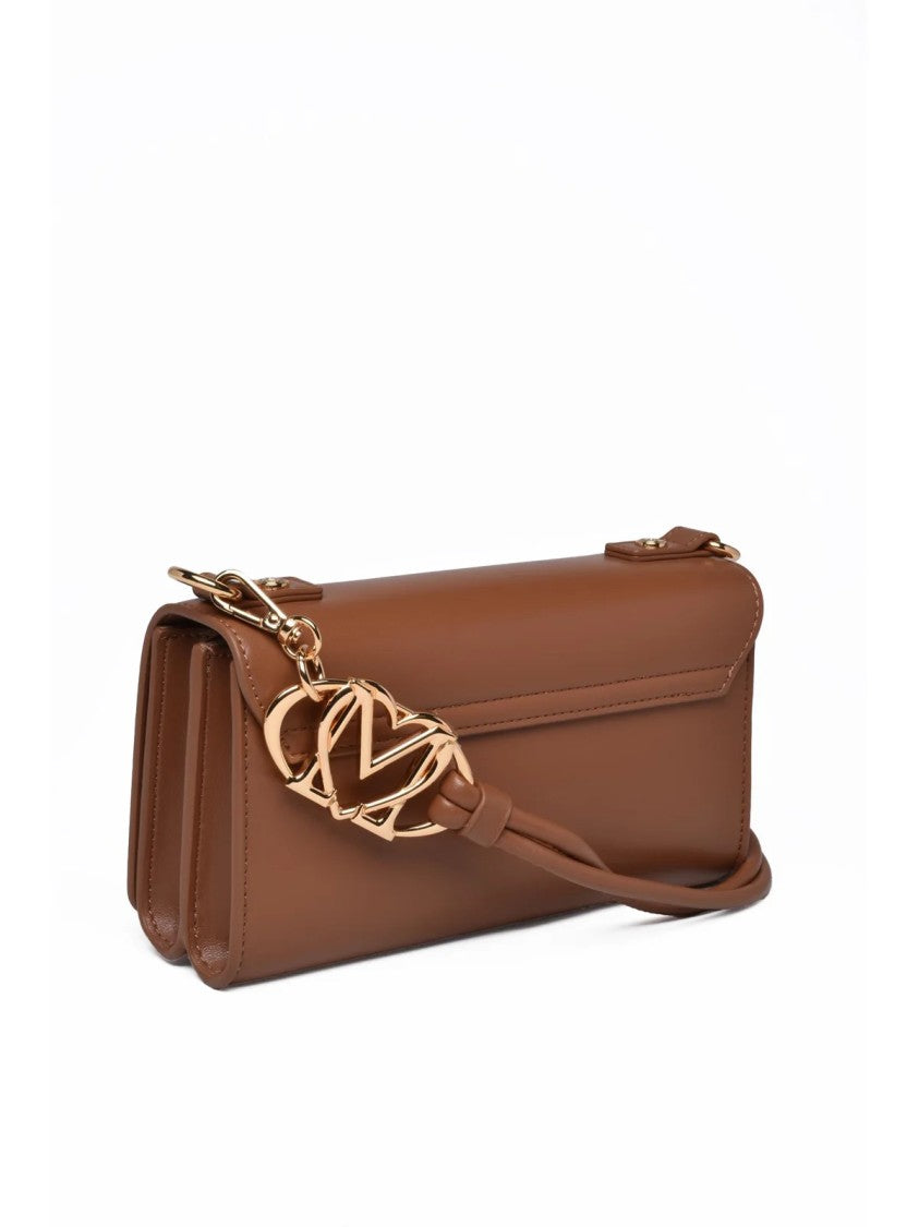Love Moschino Compartments Shoulder Bag With Metallic Logo And Charm