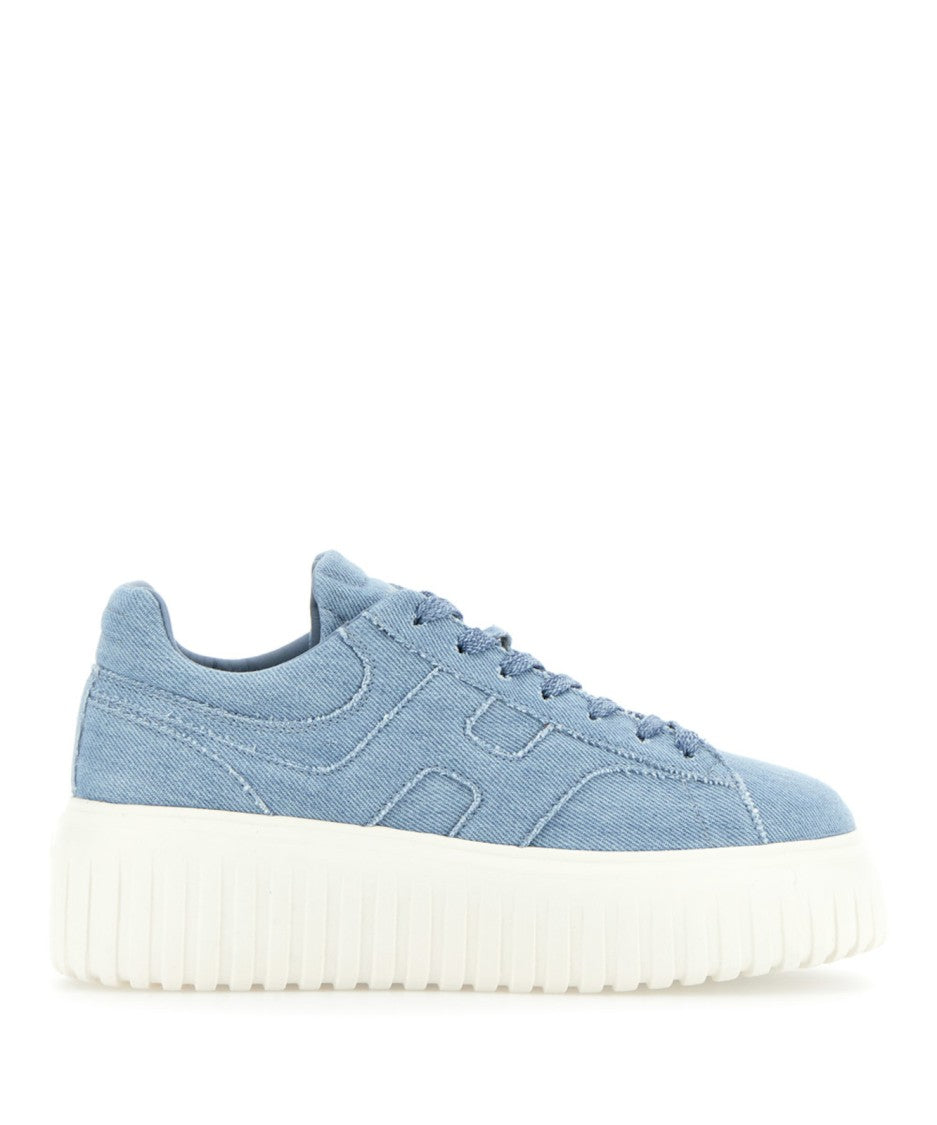 Hogan Textured Denim Platform Sneakers