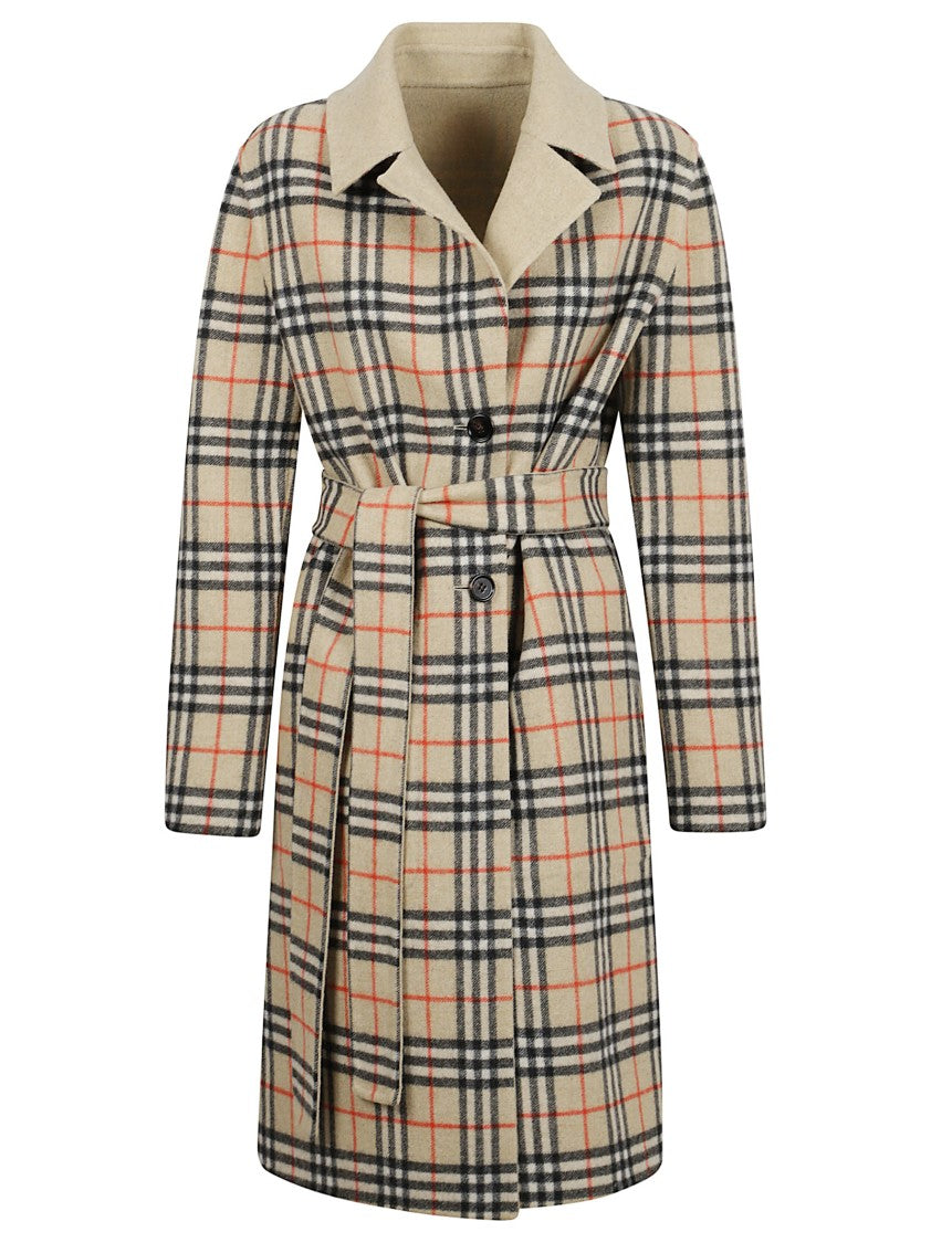 Burberry Reversible Long Coat With Check-Trimmed Collar