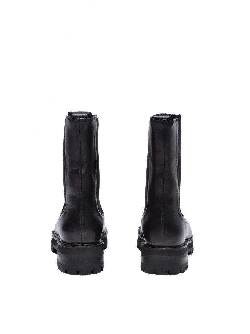 Dondup Black Leather Rubber Women's Leather Ankle Boot
