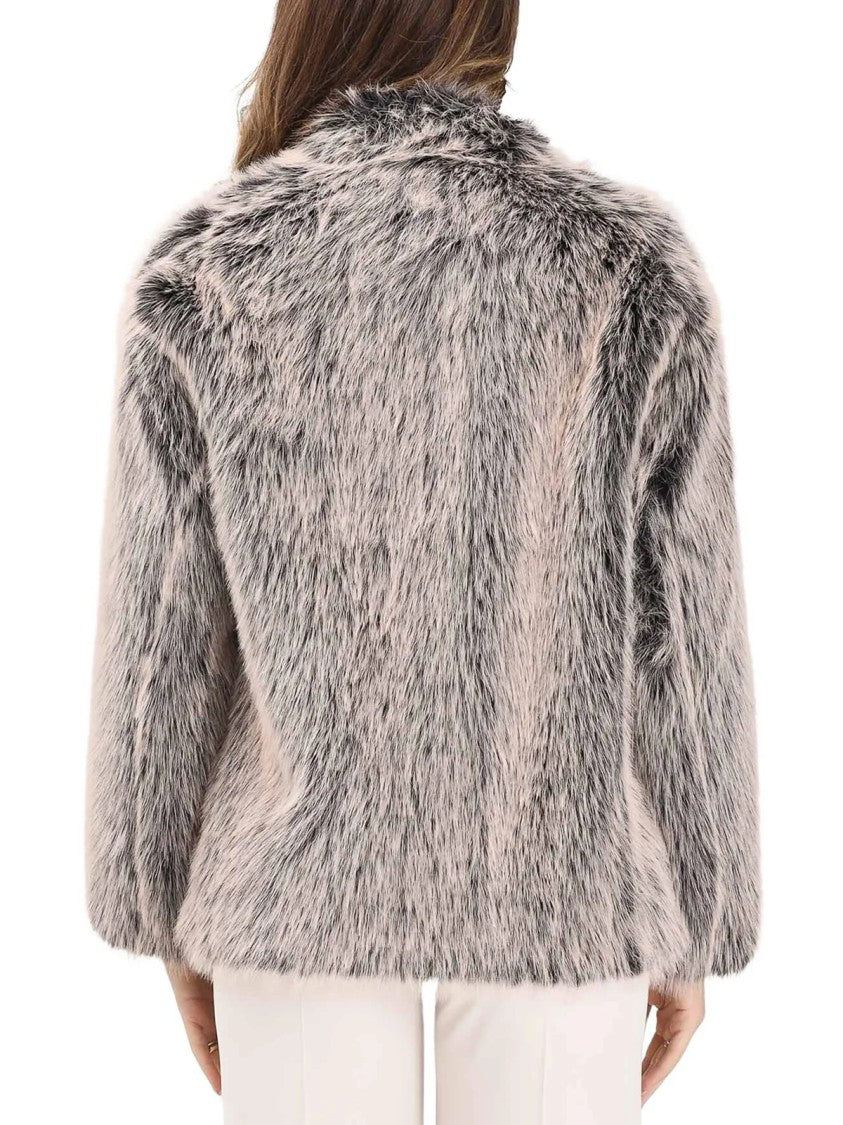 Patrizia Pepe Pink Polyester Faux Fur Coat
