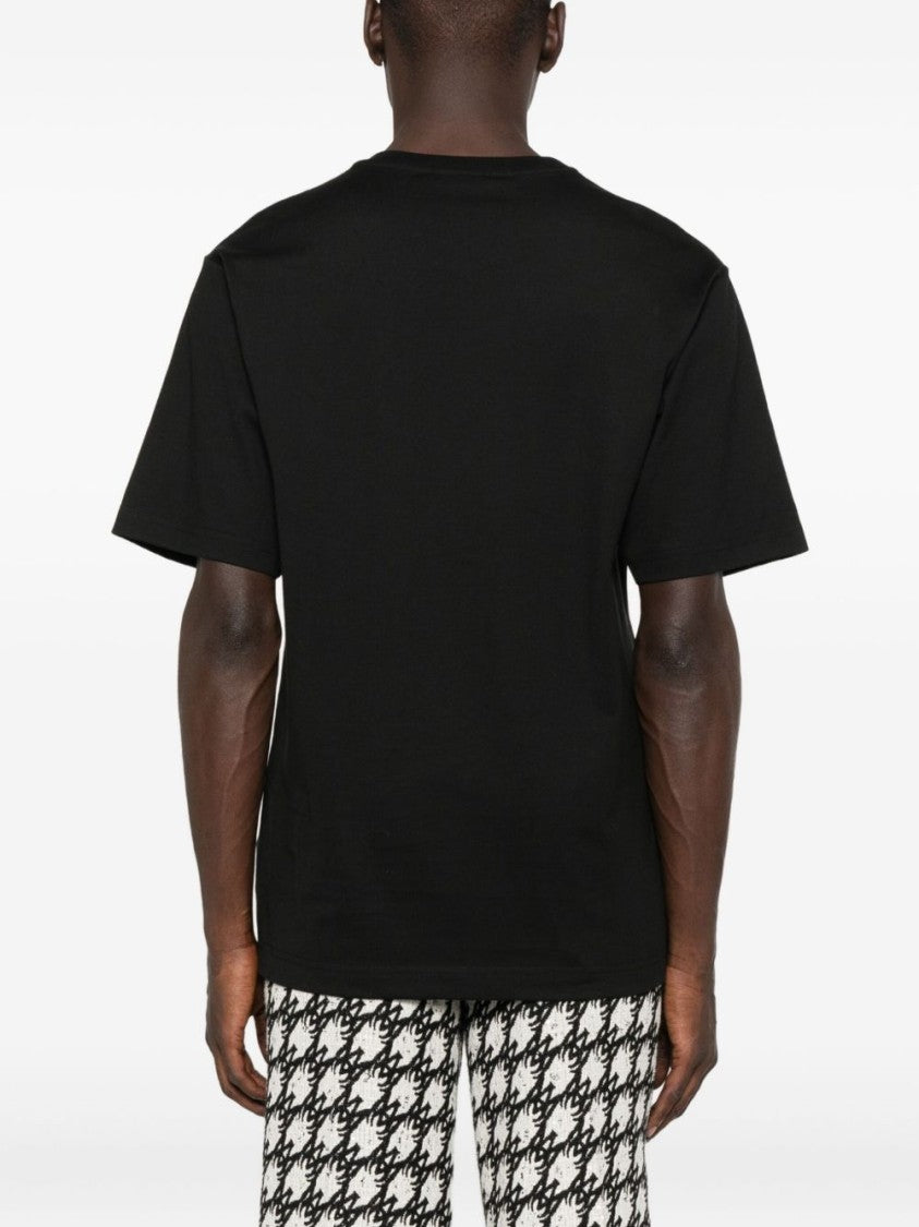 Dolce & Gabbana Black Crew Neck T-Shirt With Logo Embroidery