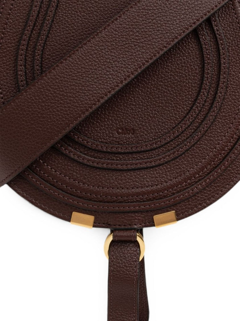 Chloé Dark Brown Structured Saddle Pebbled Leather Bag