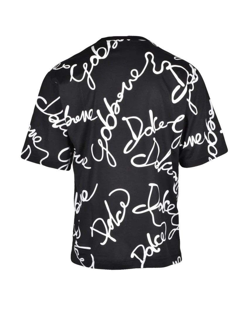 Dolce & Gabbana Black/White Two-Tone Bold Script Cotton T-Shirt