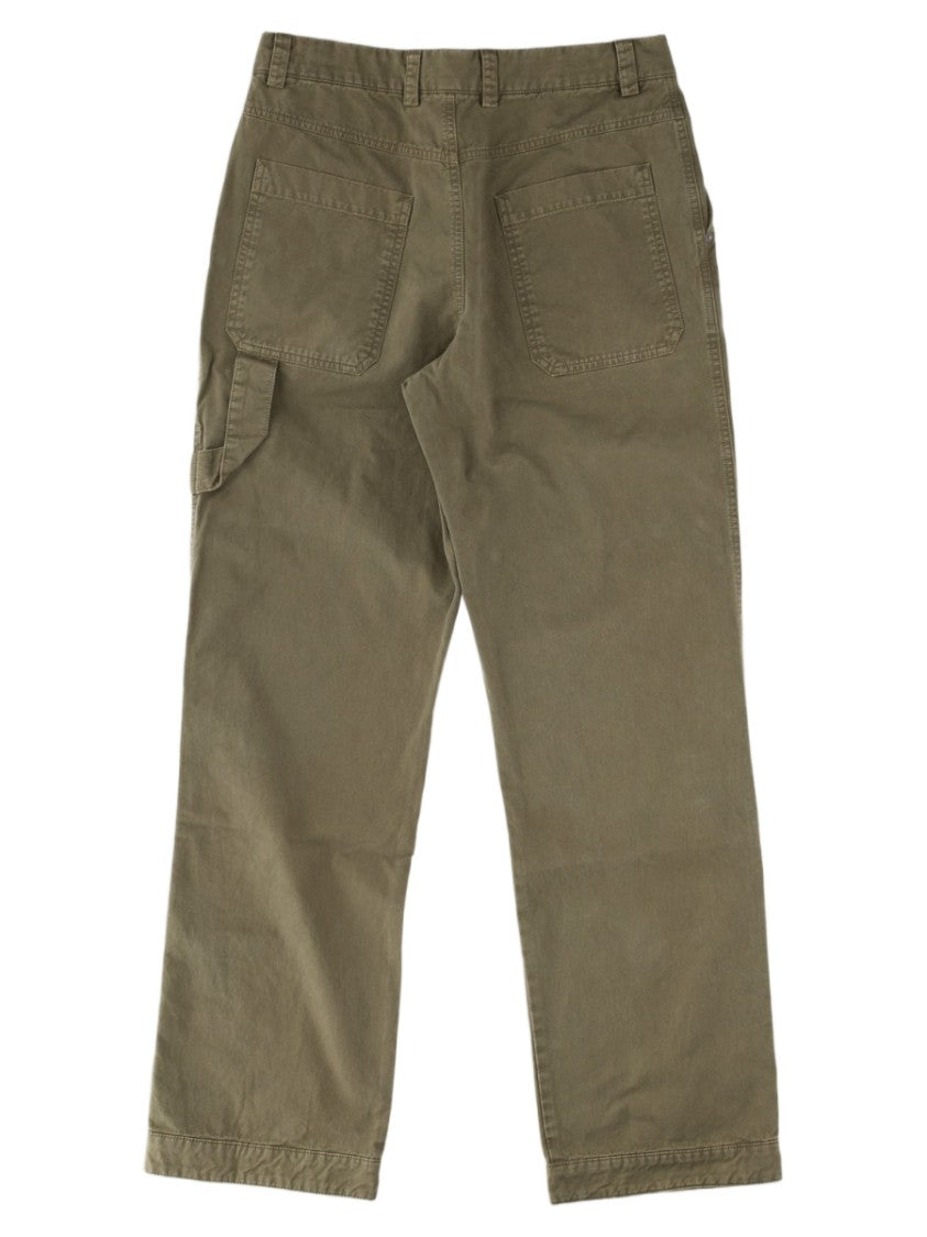 Off-White Olive Green Cotton Utility Relaxed Straight-Leg Pants