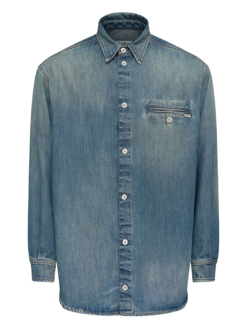 Mm6 By Maison Margiela Denim Shirt With Vintage Wash
