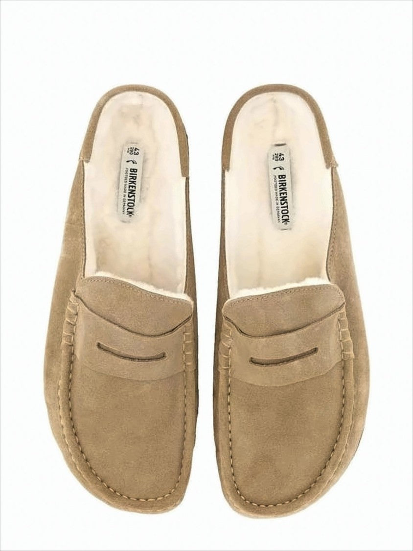 Birkenstock Brown Suede Mule With Classic Moccasin Stitching